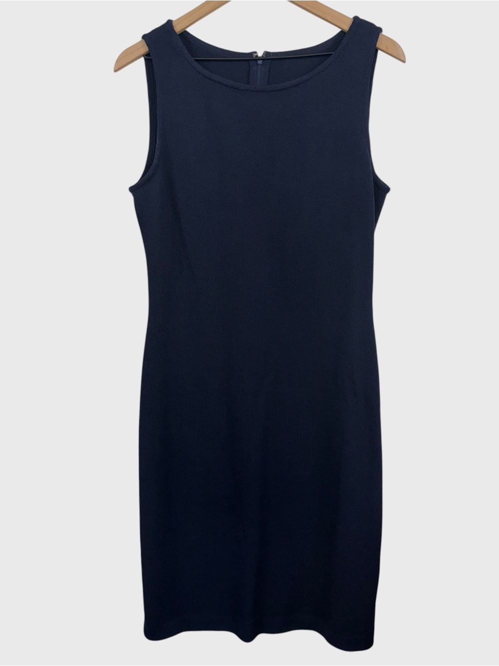 St. John Caviar Navy Blue Santana Knit Sheath Dress Size 10